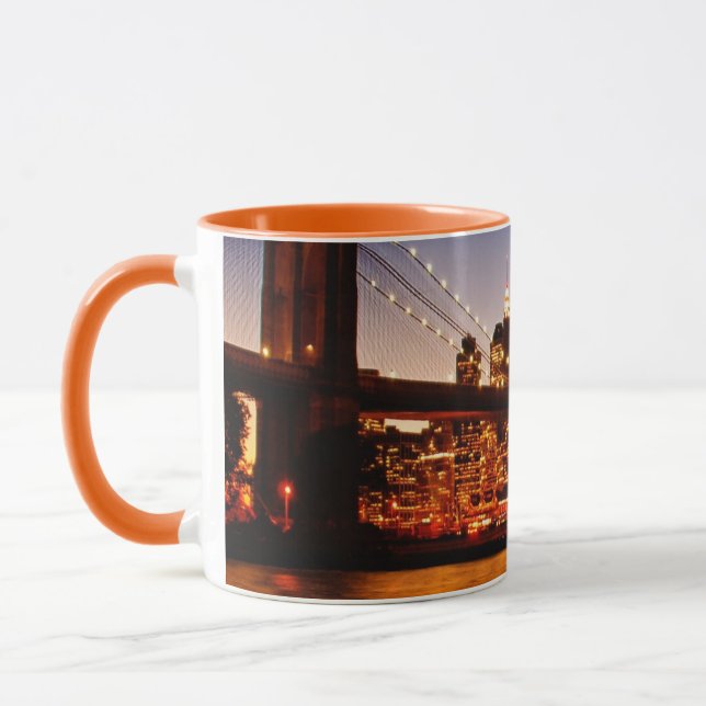 New York cityscape with bridge over river Mug (Left)