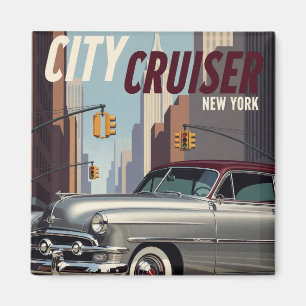 New York Classic American Car Magnet