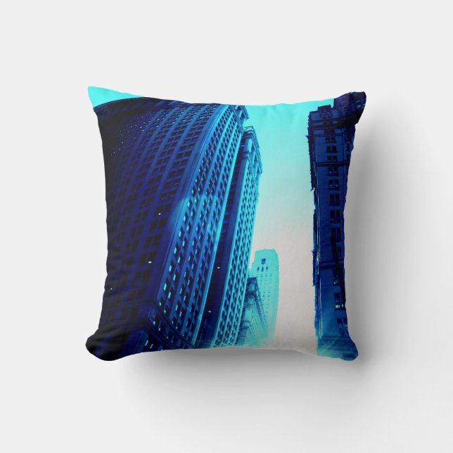 New York Color - Blue Building Cushion (Front)