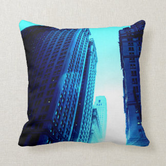 New York Color - Blue Building Cushion