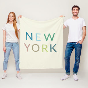 New York Colourful Text   Fleece Blanket