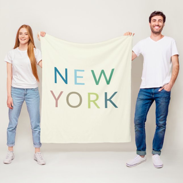 New York Colourful Text   Fleece Blanket (In Situ)