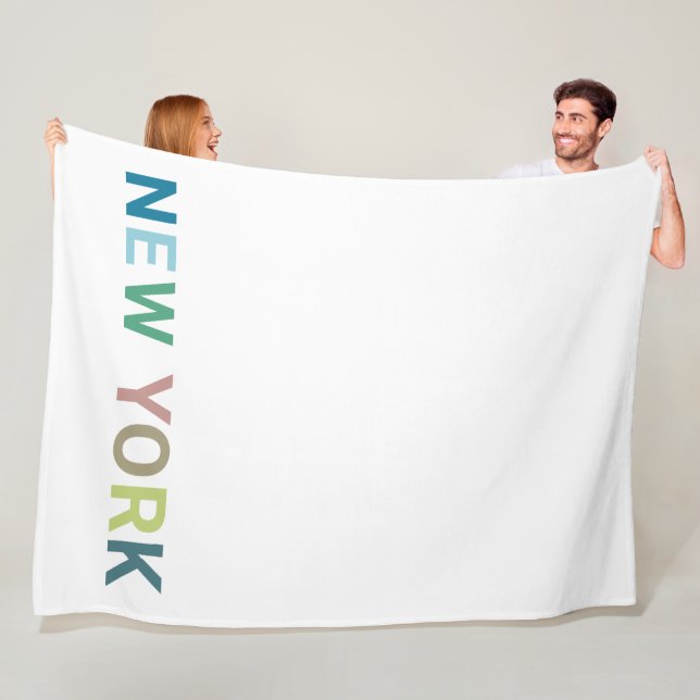 New York Colourful Text Fleece Blanket (In Situ)