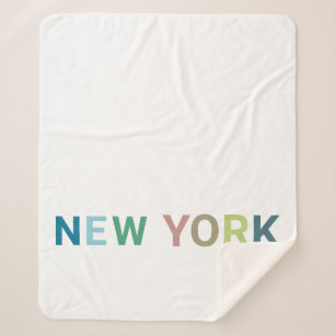 New York Colourful Text        Sherpa Blanket
