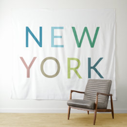 New York Colourful Text  Tapestry