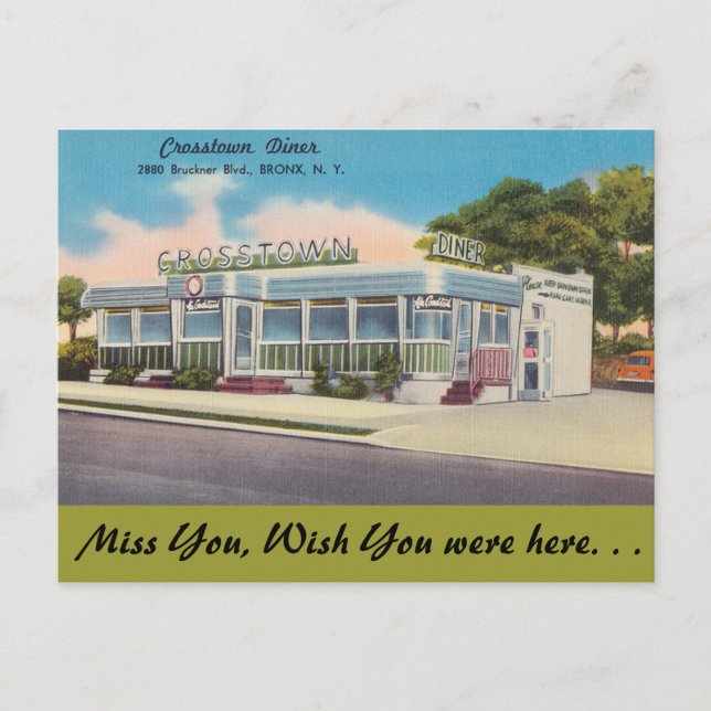 New York, Crosstown Diner, Bronx Postcard (Front)