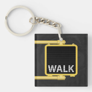 New York Crosswalk Sign Walk Key Ring
