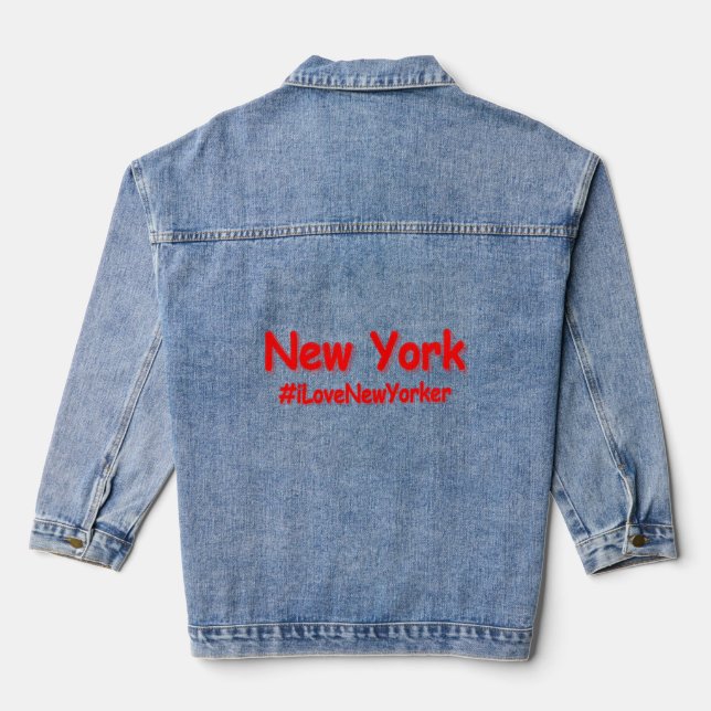 "New York" Cute Design. Buy Now Denim Jacket (Back)