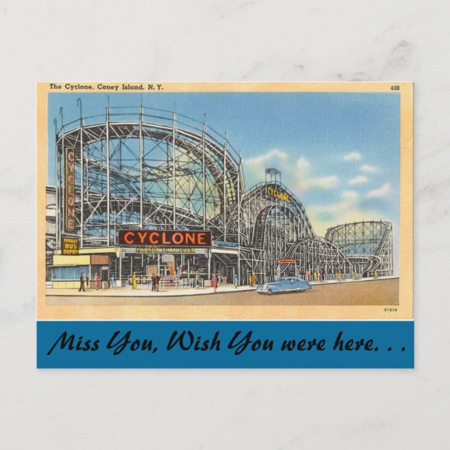 New York, Cyclone, Coney Island Postcard (Front)
