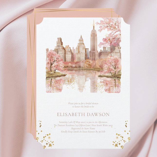 New York Destination Bridal Shower Dusty Pink Invitation (Creator Uploaded)