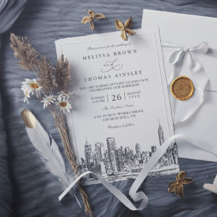 New York Destination Elegant Modern Chic Wedding Invitation