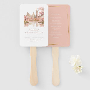New York Destination Wedding program Hand Fan