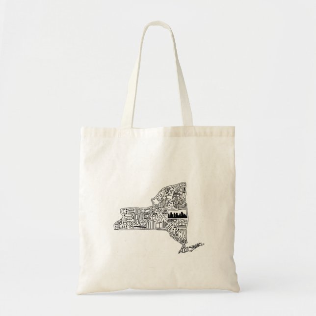 New York Detailed Doodle Tote Bag (Front)