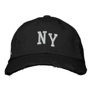 NEW YORK DISTRESSED CHINO TWILL CAP - BLACK