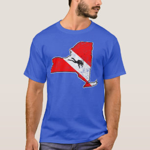 New York Dive Flag Scuba Diving State Map Dive Fla T-Shirt