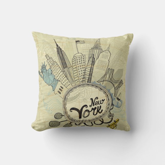 New York Doodle Poster Cushion (Front)