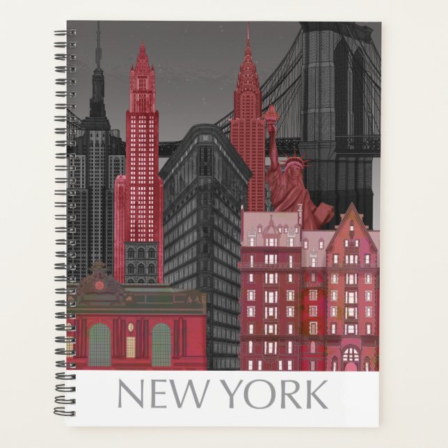New York Elevations by Night - Red Planner (Front)