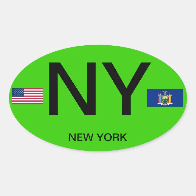 New York - European Style Oval Sticker (Front)