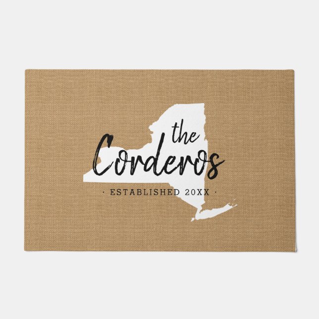 New York Family Monogram State Doormat (Front)