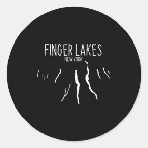 New York Finger Lakes Map Design  Classic Round Sticker