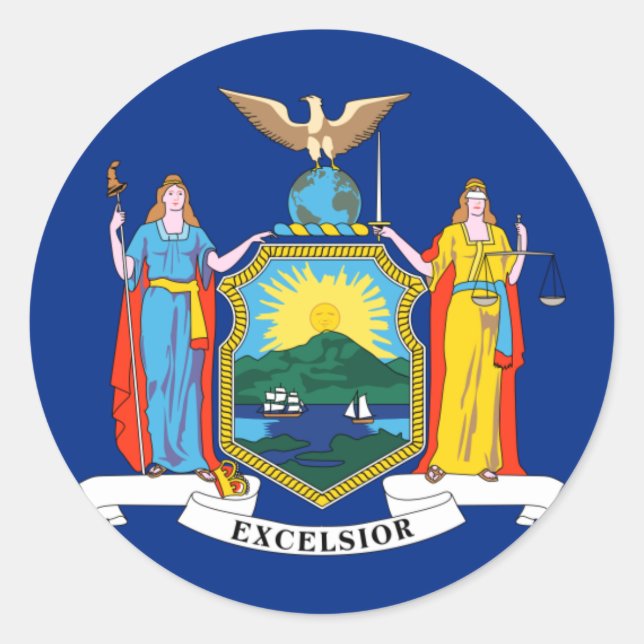 New York Flag Classic Round Sticker (Front)