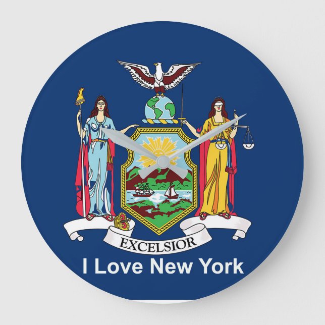 New York Flag for Round-Large-Wall-Clock Large Clock (Front)