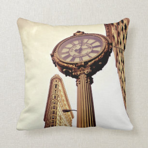 New York - Flatiron Building and Clock Cushion