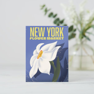 new york flower market holiday postcard