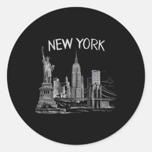 New York For Men Women Ny City Vintage Urban Nyc Classic Round Sticker