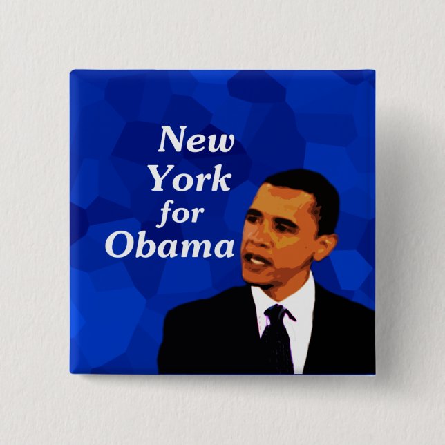 New York For Obama 15 Cm Square Badge (Front)