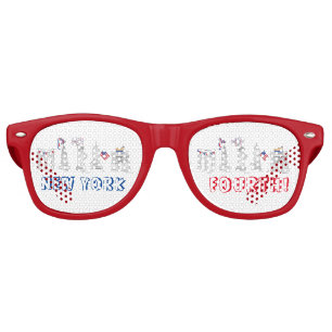 New York Fourth! NYC July 4th Patriotic Fireworks Retro Sunglasses