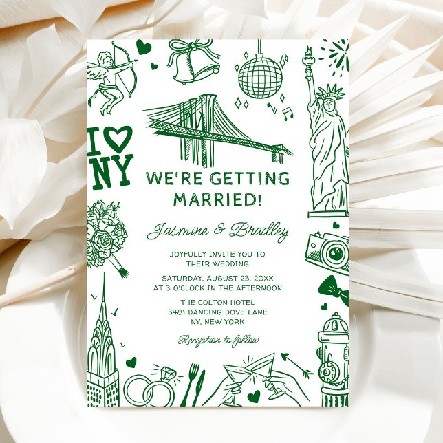 New York Fun Doodle Wedding Invitation (Creator Uploaded)