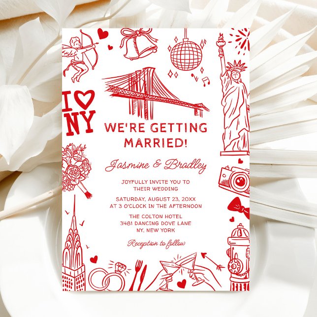 New York Fun Doodle Wedding Invitation (Creator Uploaded)