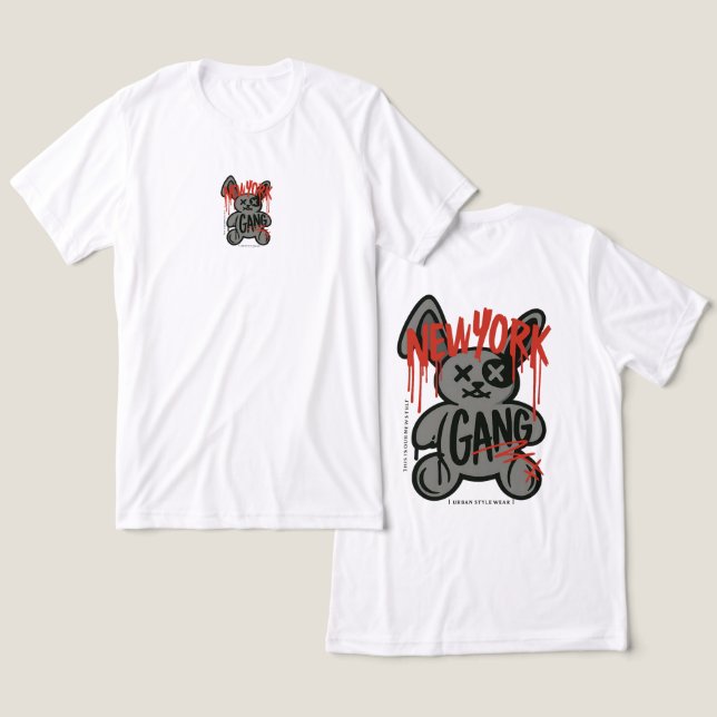"New York Gang" Urban Style Graphic T-Shirt Tri-Blend Shirt (Design Front & Back)