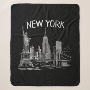 New York Gifts for Men Women NY City Vintage Urban Sherpa Blanket