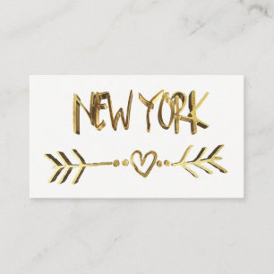 New York Gold Look Typography USA City Elegant Business Card