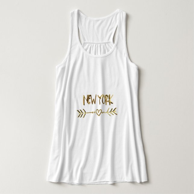 New York Gold Look Typography USA City Elegant Singlet (Design Front)