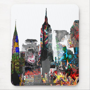 New York graffiti skyline Mouse Pad