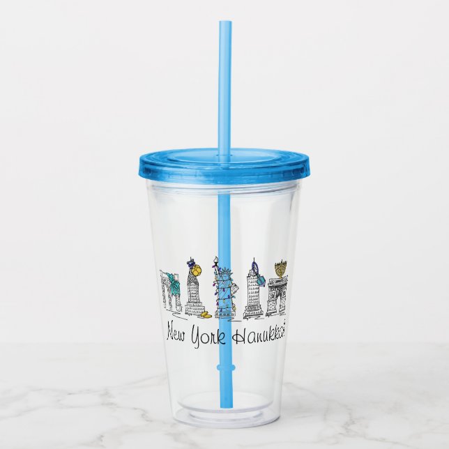 New York Hanukkah NYC New York City Holiday Acrylic Tumbler (Front)
