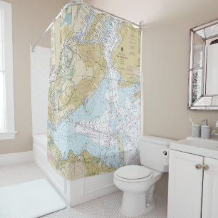 New York Harbour Nautical Chart 12327 Shower Curtain