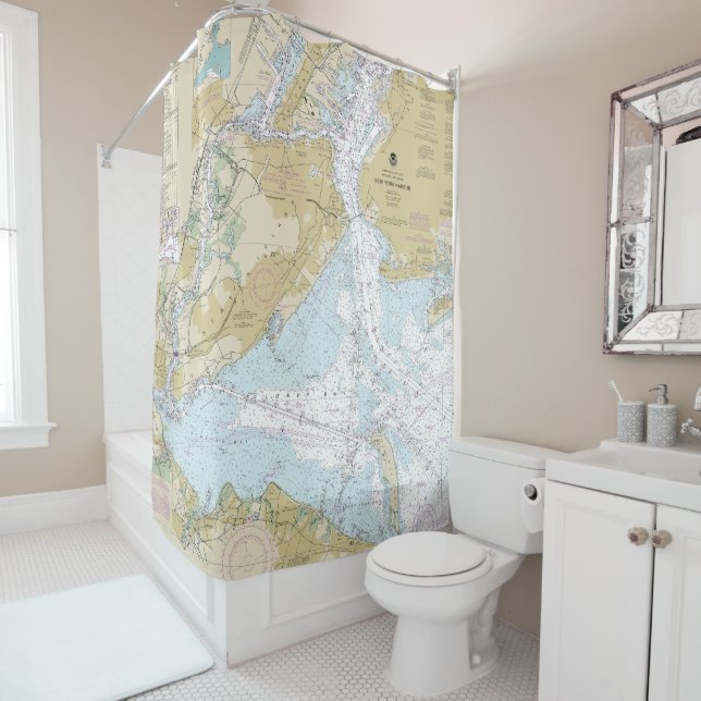New York Harbour Nautical Chart 12327 Shower Curtain (In Situ)