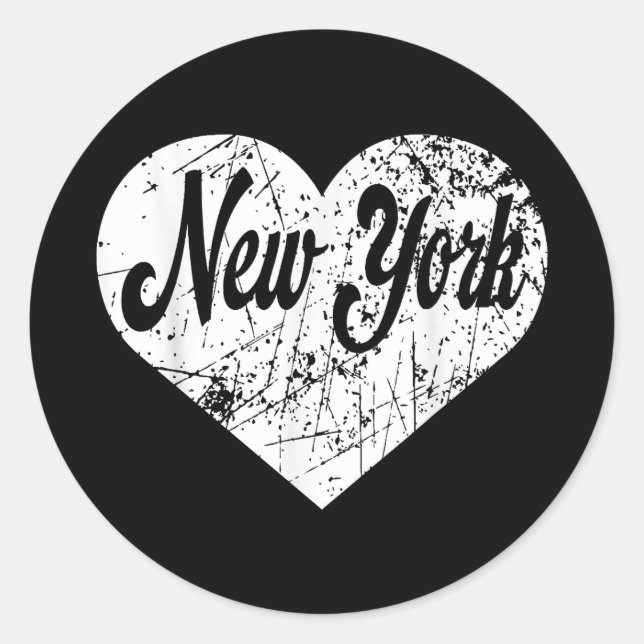 New York Heart  Classic Round Sticker (Front)