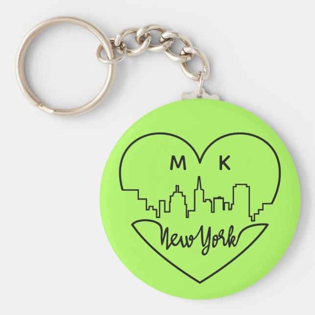 New York Heart custom monogram key chains (Front)