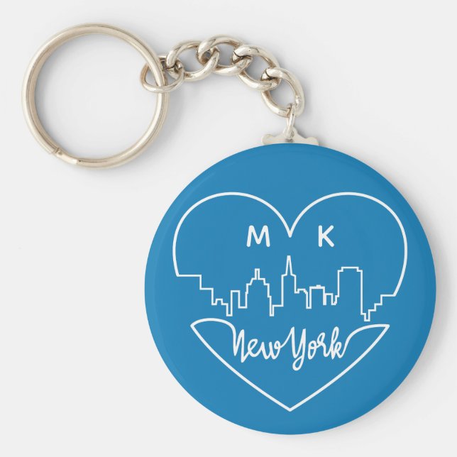 New York Heart custom monogram key chains (Front)