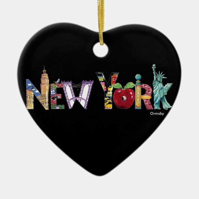 New York Holiday Ceramic Ornament (Front)