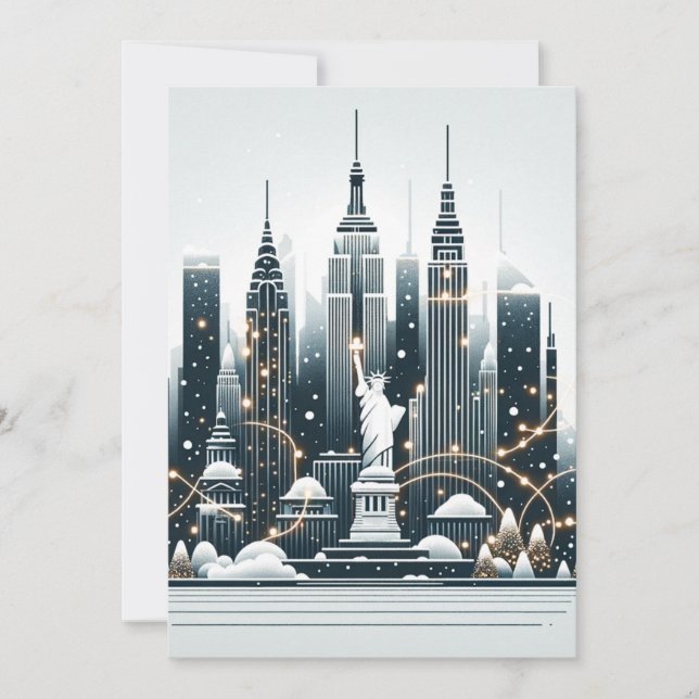 New York Holiday Elegance - Customizable Christmas Card (Front)