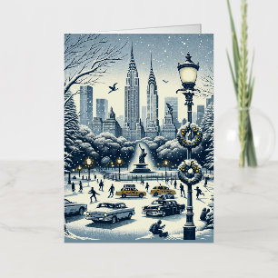 New York Holiday Elegance - Customizable Christmas Foil Greeting Card