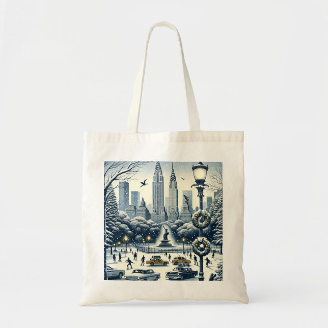 New York Holiday Elegance - Customizable Christmas Tote Bag (Front)