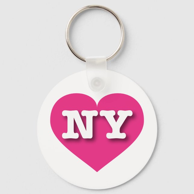 New York Hot Pink Heart - I love NY Key Ring (Front)