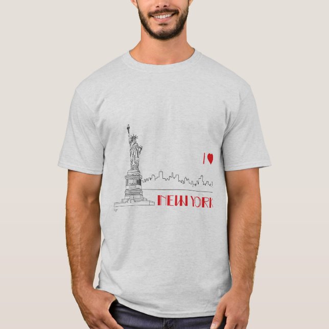 New-York, I Heart, Statue-of-Liberty Cool T-Shirt (Front)
